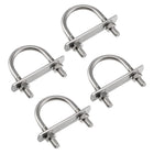 Round U-Bolt 1.85"(47mm) Inner Width 75mm Length Steel M8 with Nuts, Plate, Washers 4 Set