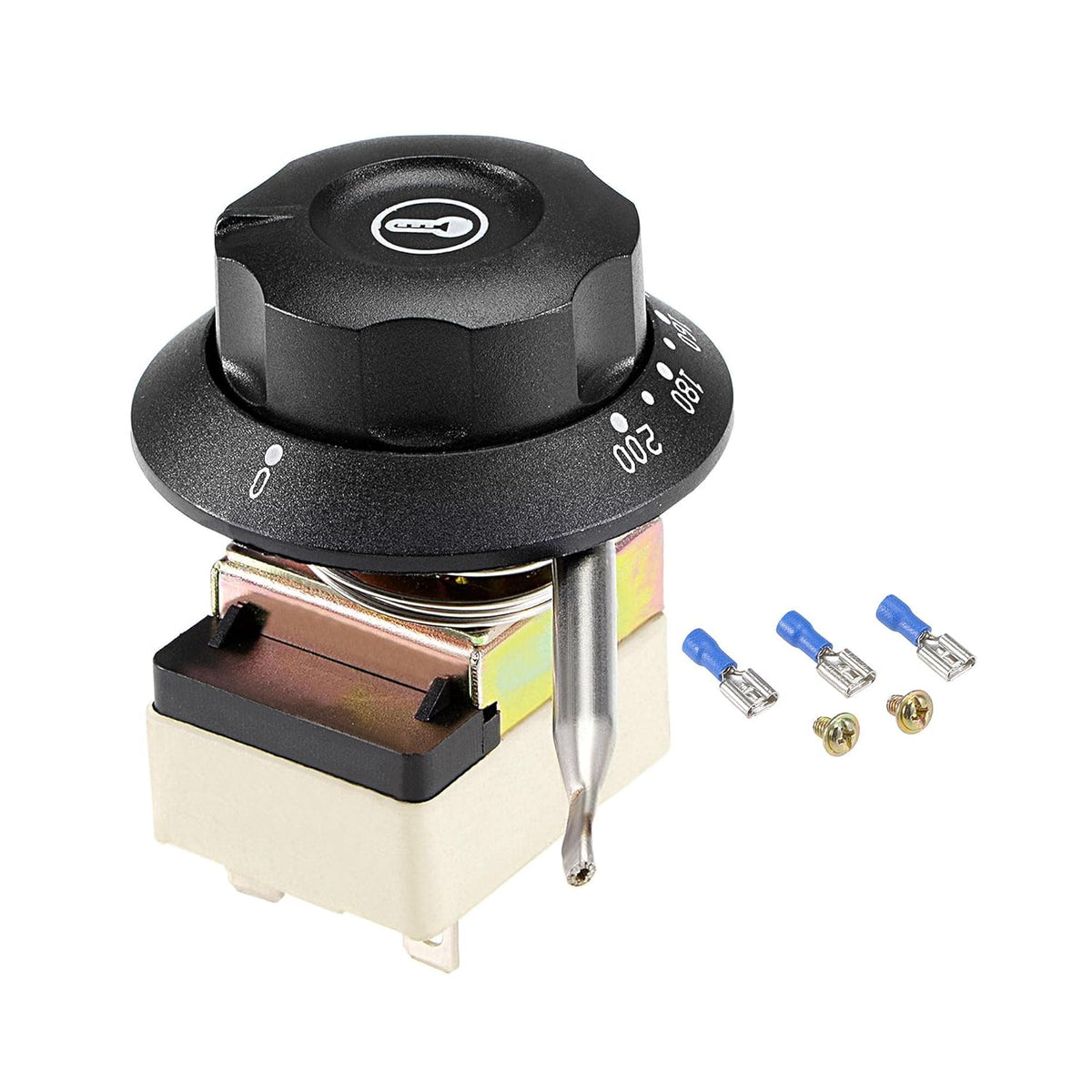 1NO 1NC 250V 16A 60-200C Temperature Control Switch Capillary Thermostat for Oven Refrigerator Heater, 0.7m, with 2 Screws&3 Crimp Terminals