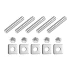 3/8"-16 UNC Fully All Threaded Rod, 5 Pcs 304 Stainless Steel Long Threaded Screw 2" Length Right Hand Threads with Square Washers for Furniture Mounting Assembly Fastening