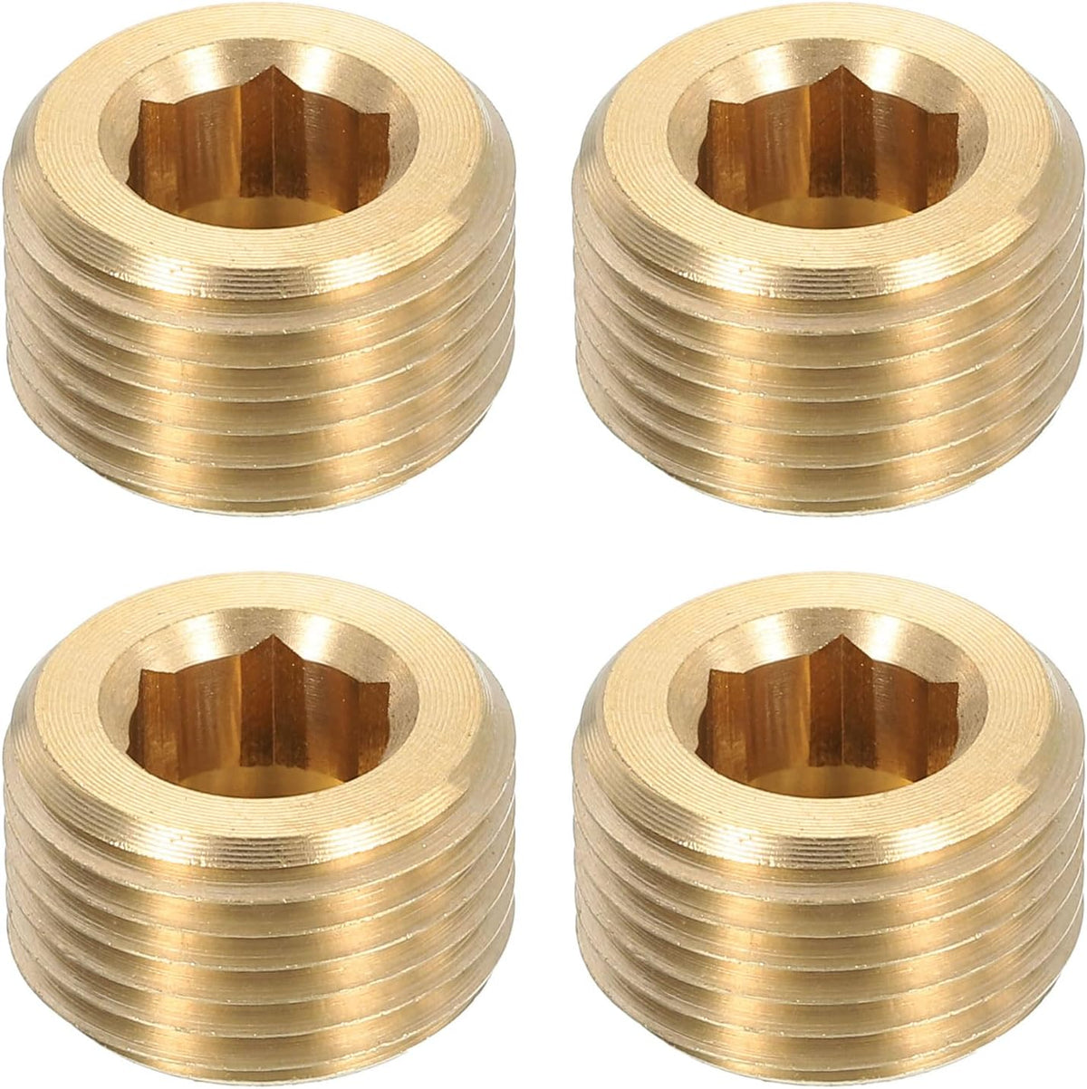 4Pcs Brass Pipe Plug Fitting, 3/8" BSP Male Hex Counter Sunk Plug, Internal Thread Socket Pipe Plug for Closing the End of Pipe, Air Tanks