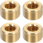 4Pcs Brass Pipe Plug Fitting, 3/8" BSP Male Hex Counter Sunk Plug, Internal Thread Socket Pipe Plug for Closing the End of Pipe, Air Tanks