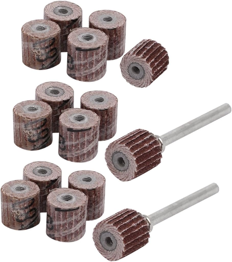 15pcs 10mm Dia 180 Grit Sandpaper Flap Sanding Wheel Grinding Head w Mandrels