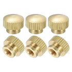 Knurled Thumb Nuts, 6Pcs M4 x D10mm x H8mm Brass High Head Blind Hole with Collar High Head Blind Hole Round Knobs Fasteners for 3D Printer Parts, Machine Tools
