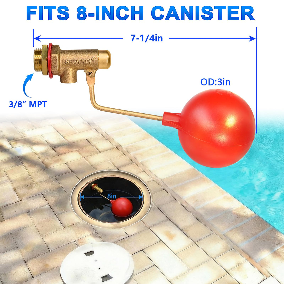 Pools Auto Vul Floatklep 3/8", Bruzine Waterpeilklep voor Pool & Vijver