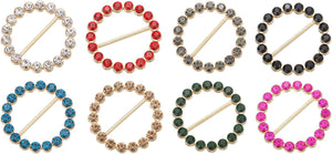 T-Shirt Clips, 8Pcs Alloy Rhinestone Scarf Buckle Shawl Tie Clips for Women, Red, Green, Black, White, Rose Red, Dark Green, Sapphire Blue, Brown