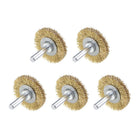 1-1/2-Inch Wire Wheel Brush Bench Brass Plated Crimped Steel 1/4-Inch Shank 5Pcs