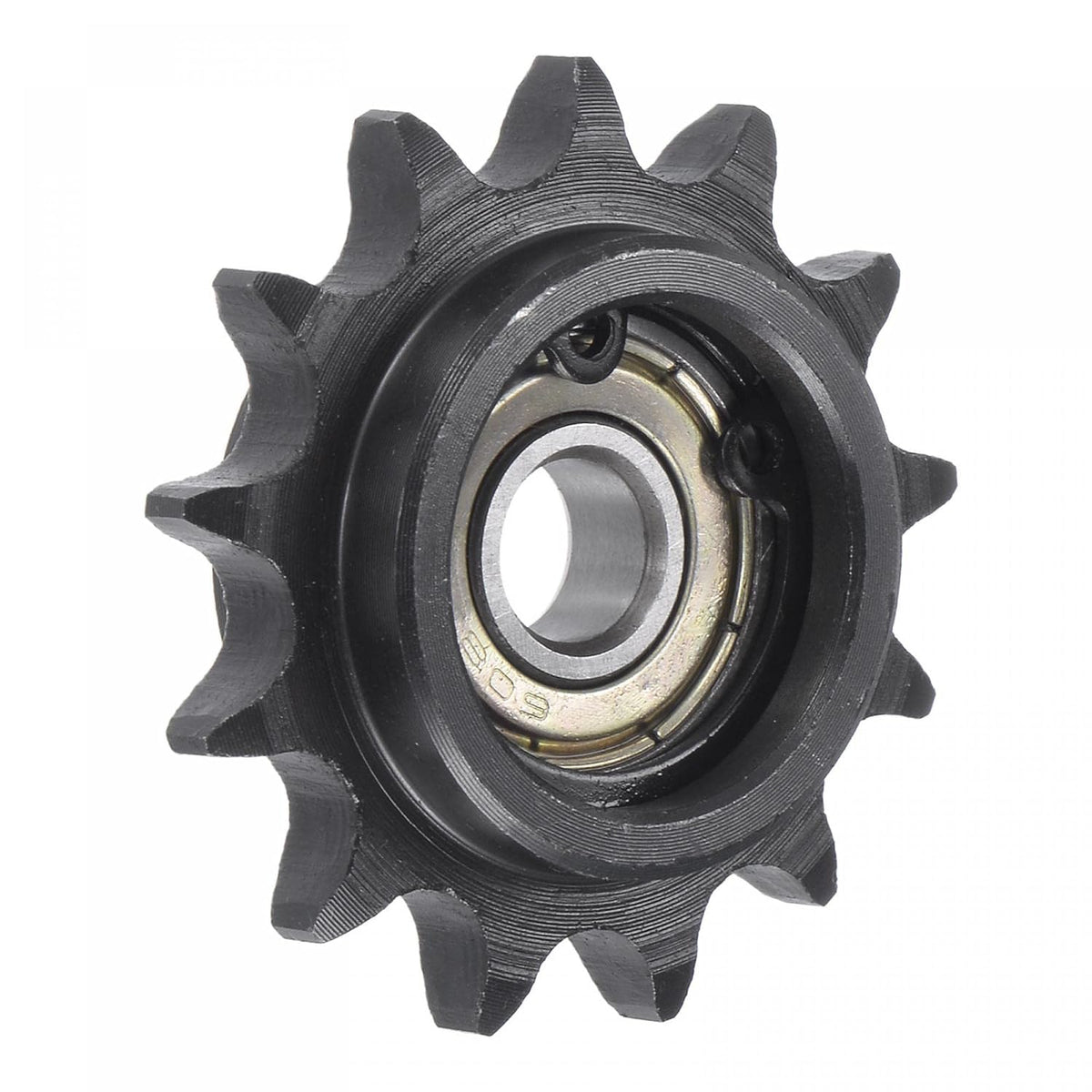 Chain Idler Sprocket, 8mm Bore 3/8" Pitch 13 Tooth Tensioner, Black Oxide Finish C45 Carbon Steel with Insert Single Bearing for ISO 06B Chains