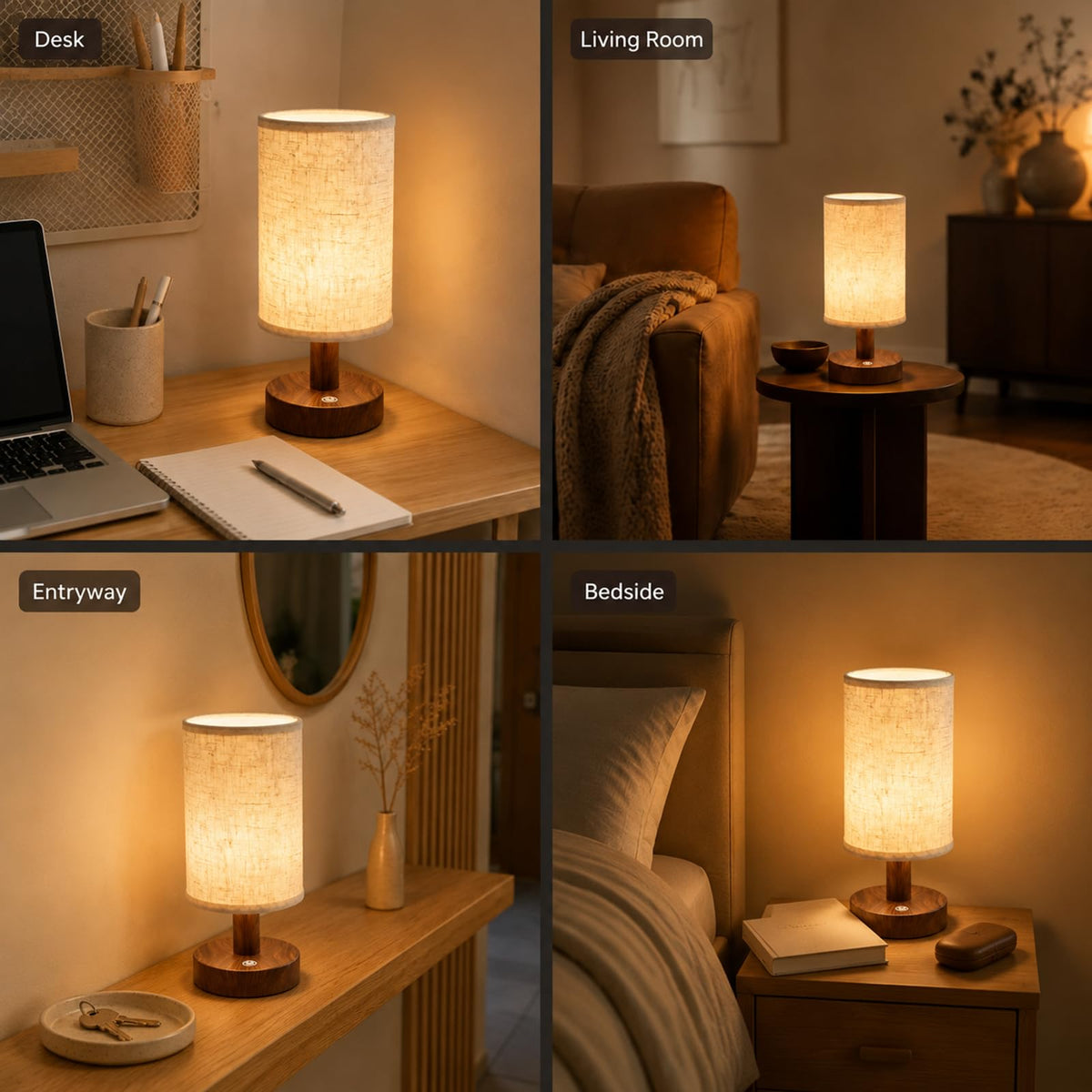 LinkMejor Mini Cordless Bedside Lamp, Touch Rechargeable LED Night Light