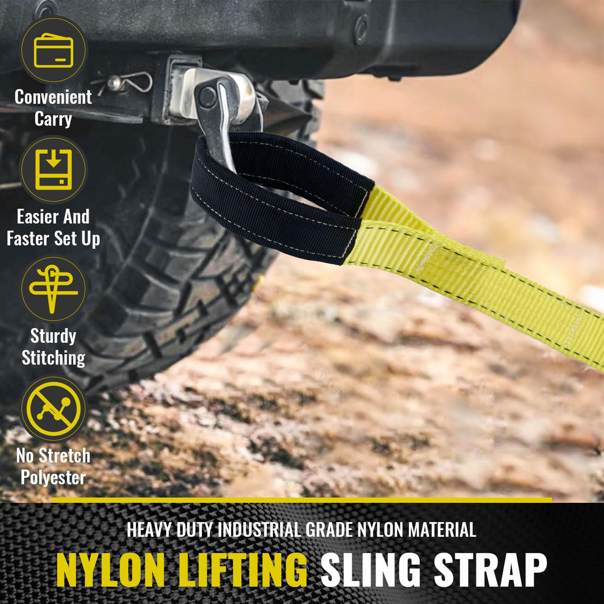 Cintos de Elevação de Rigging de Alta Duração 15' x 2", Cinto de Arraste de Malha de Nylon, 2-Pacote