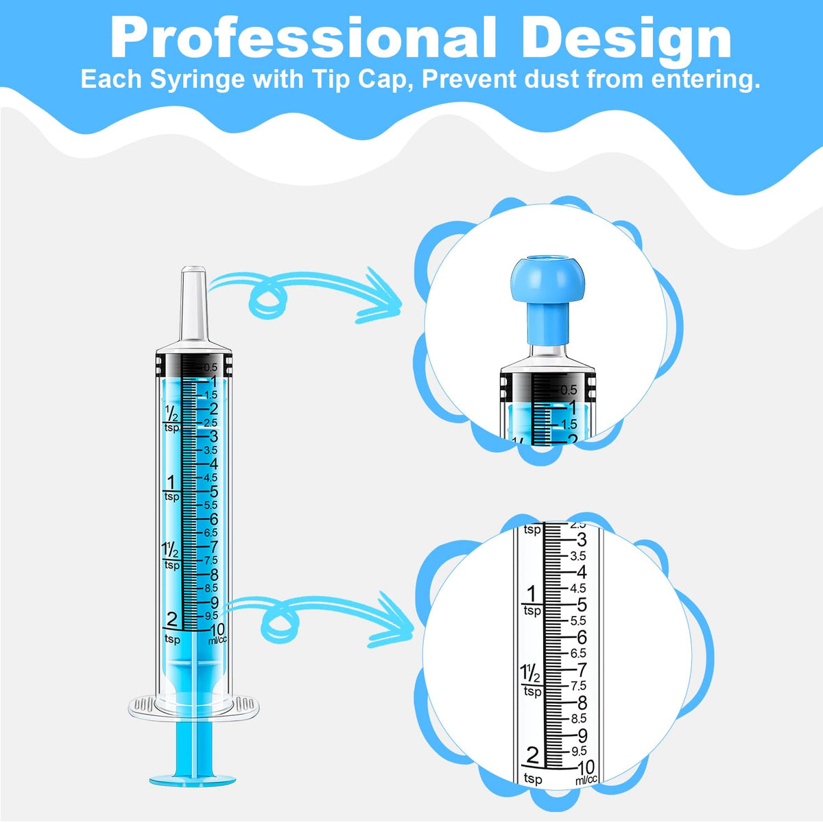 20Pcs 10ml Children Oral Syringe, Liquid Plastic Syringe,Colorful Measuring Tools Individually Sealed for Feeding,Baby Medicine Syringes with Caps (Multicolor)