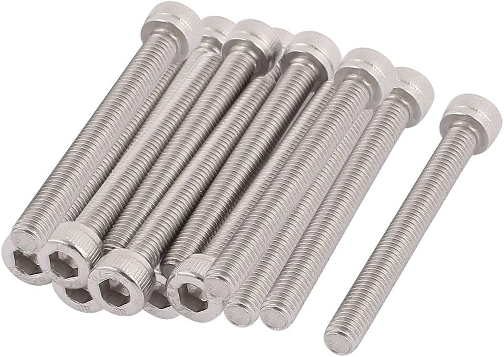 M5x45mm Thread 304 Stainless Steel Hex Socket Head Cap Screw Bolt DIN912 15pcs