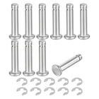 10Set M4x18mm 304 Stainless Steel Cylindrical Shaft Snap Ring Locating Pin, Flat Head Grooved Hinge Cylinder Position Pin with E Clip Retaining Ring, Silver