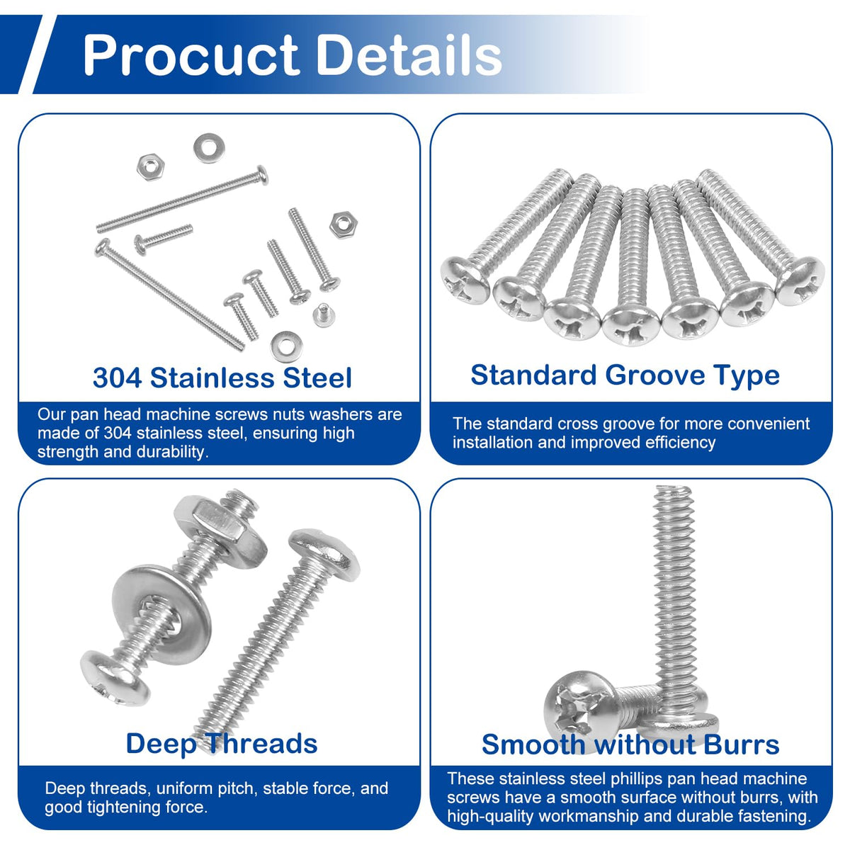 30 Conjuntos #8-32 x 1/2" Parafusos de Cabeça de Prato Nuts e Remendos de Assortimento Kit