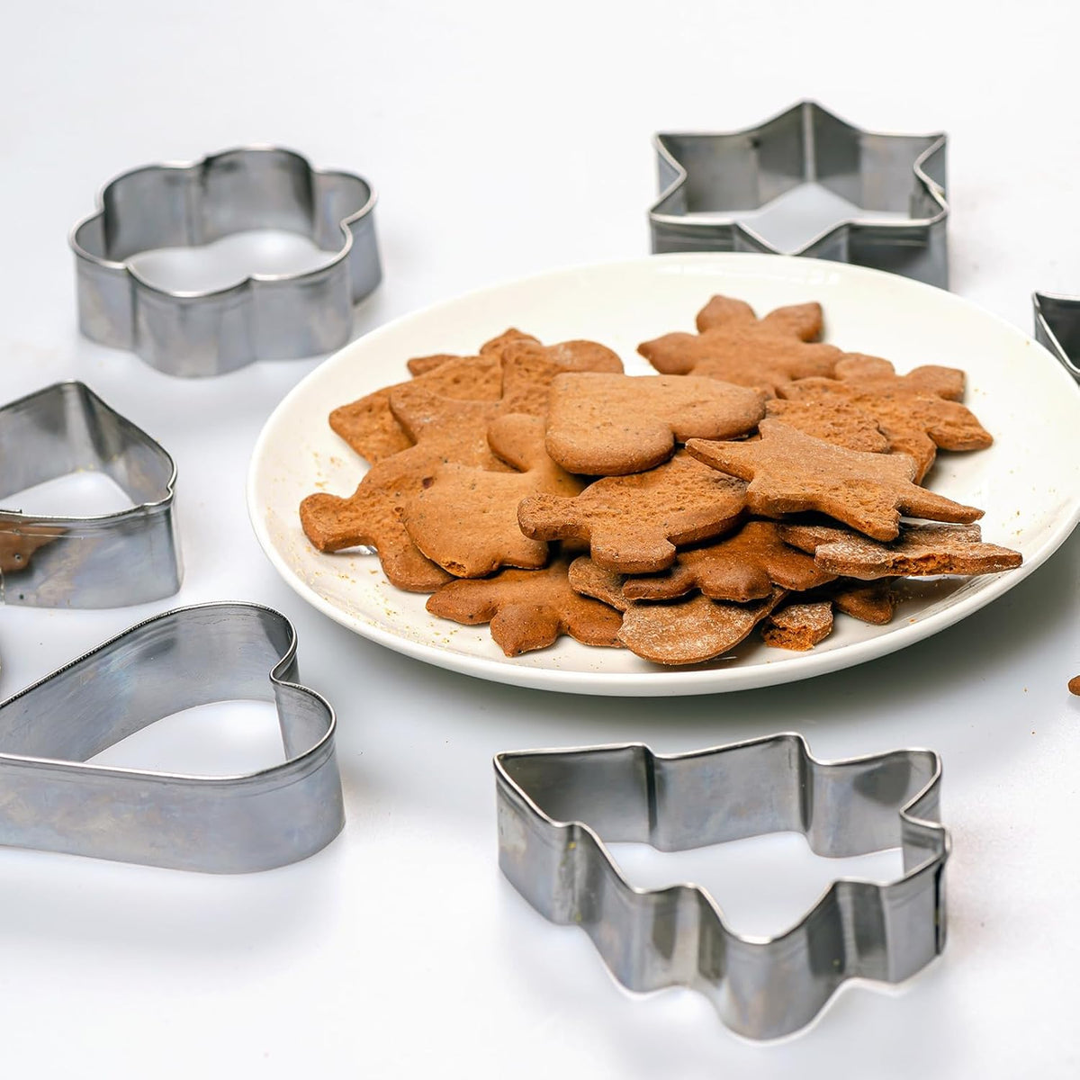 1 zestaw wyciskarka do ciastek w kształcie kwiatu, narzędzie do pieczenia fondantu w kształcie ośmiokąta do domowego wypieku ciastek, srebrna