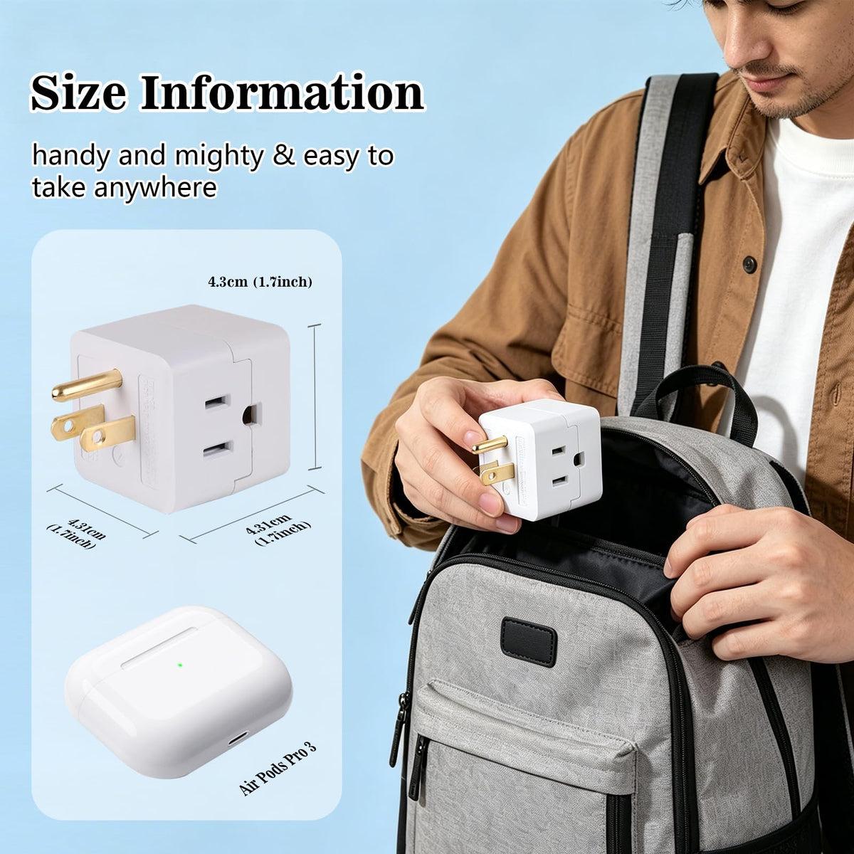 LinkMejor 3 Gandingan Adapter, 2PCS 3 Outlet Gandingan Dinding Kisi Tap
