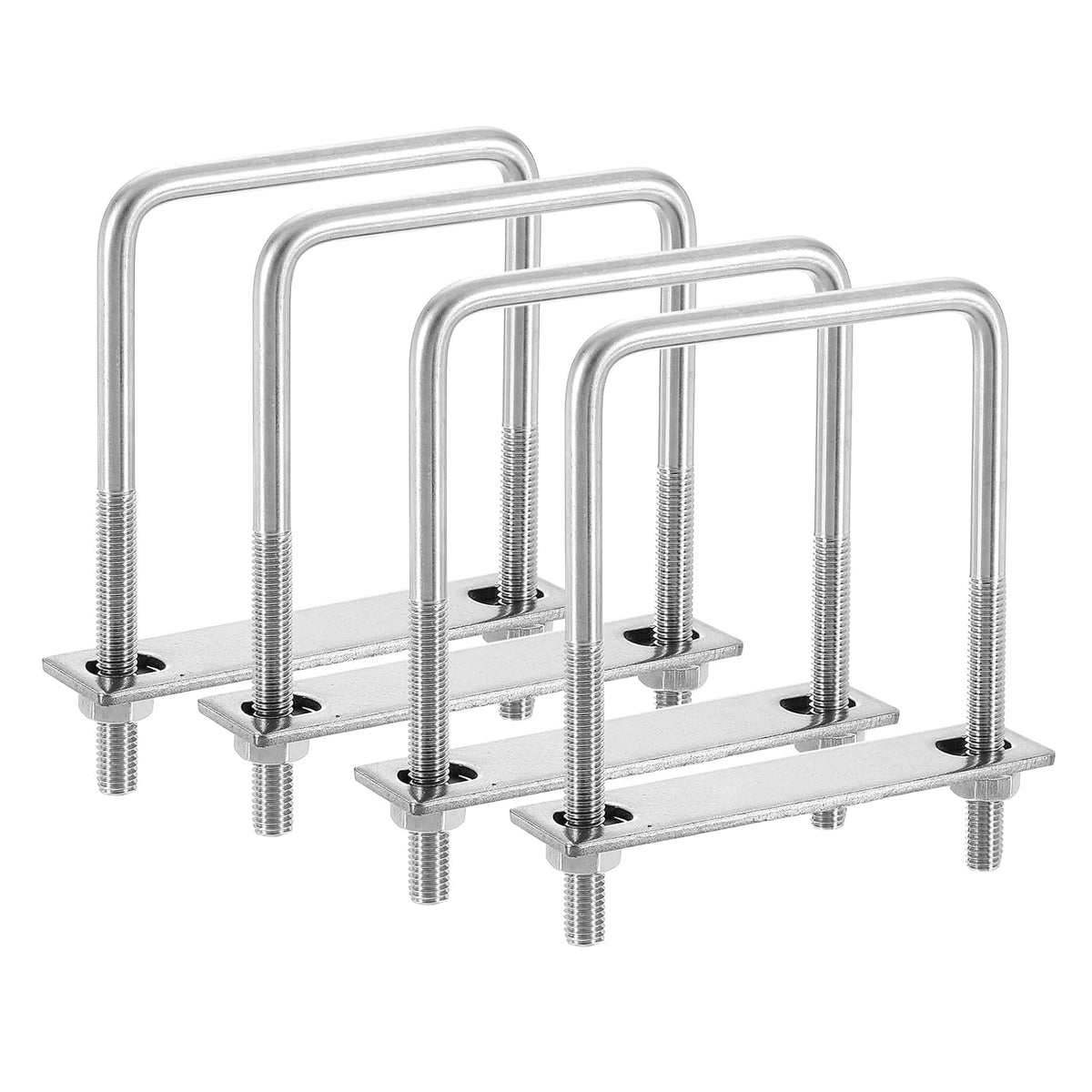 4Sets 304 Stainless Steel Square U-Bolts, 3.15" (80mm) Inner Width 4.72" (120mm) Length M8 with Nuts, Frame Plate, Gasket for Automobiles Trailer, Ski Boat, Fishing Boat, Pipelines
