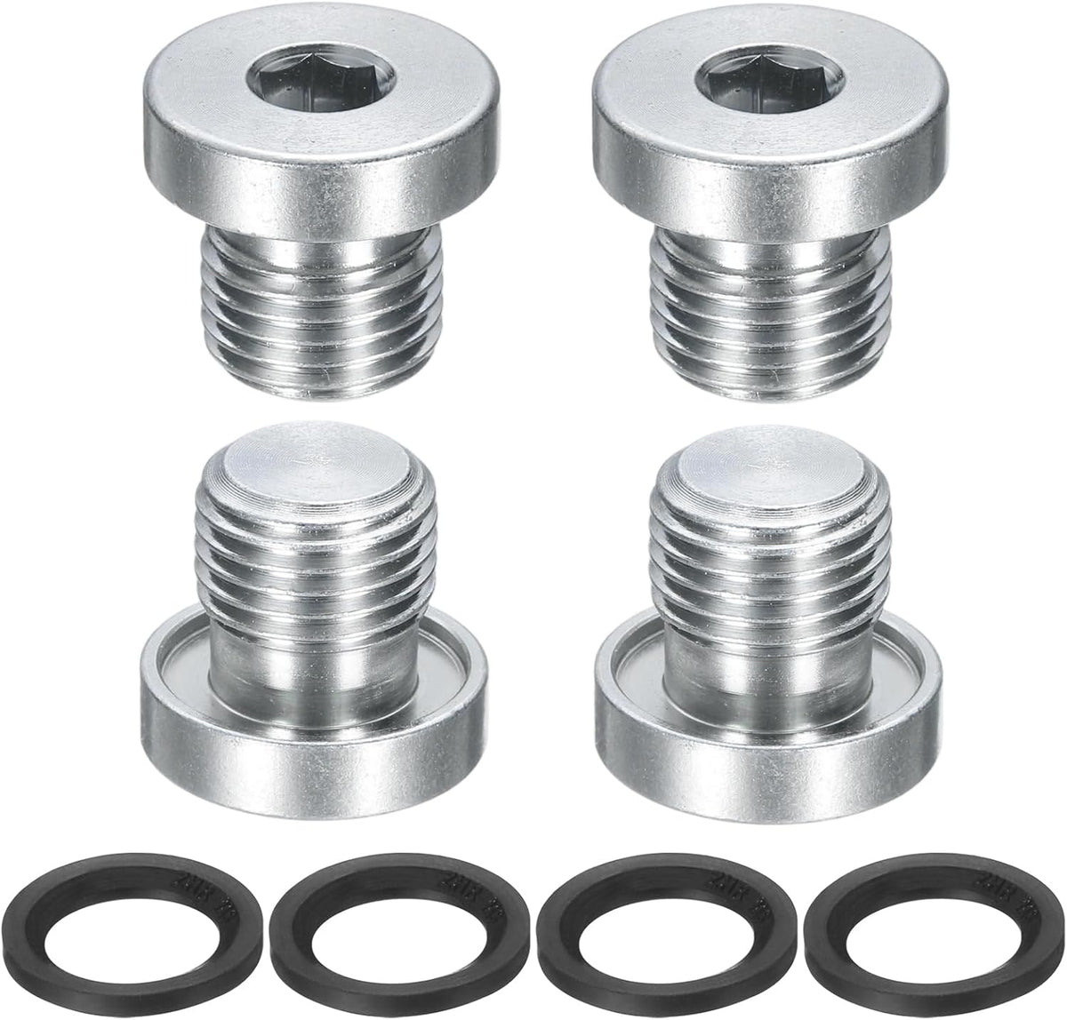 4Pcs G1/4x19 Inner Hex Head Pipe Fitting Plug, Universal Carbon Steel Thread Socket Plug with Black O-Ring for Terminate Pipe Ends or Replacement Drains