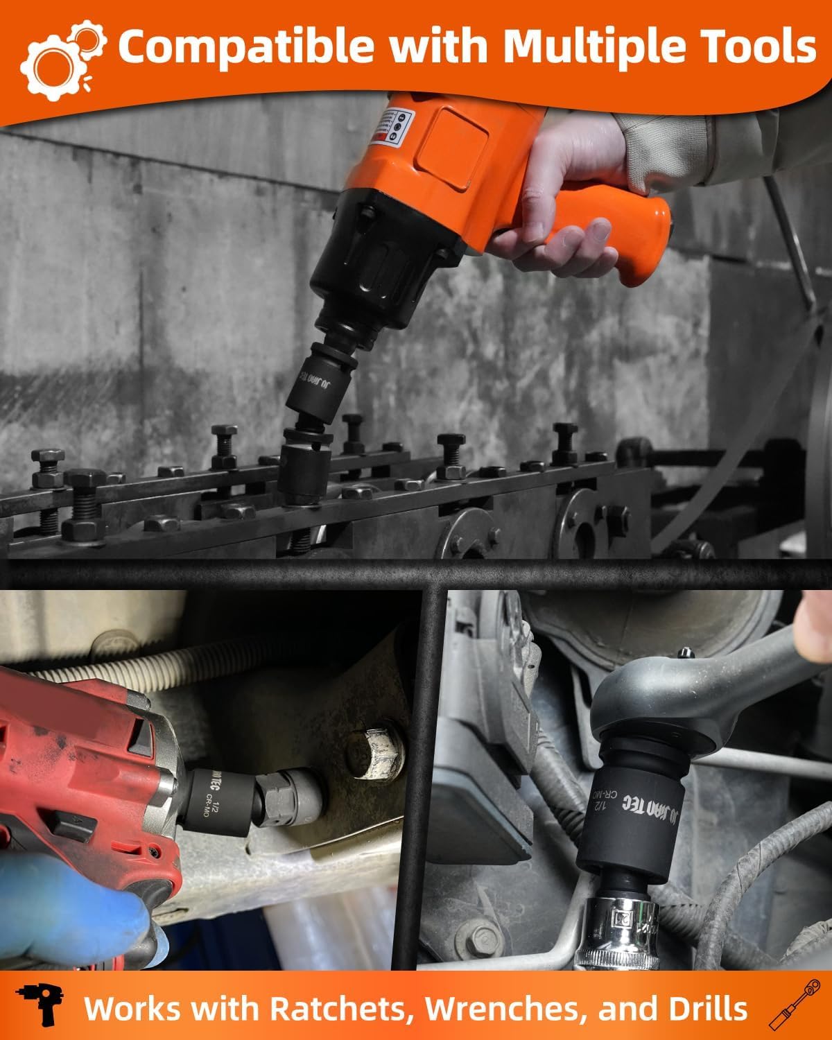 LinkMejor Impact Universal Joint-Socket Swivel Set, 3 Piece