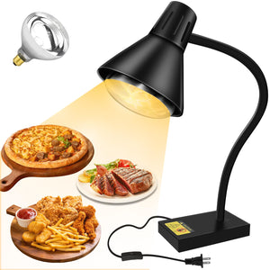 Lampă de căldură pentru mâncare, Încălzitor comercial pentru mâncare 250W Bulb din Oțel Inox Catering Food Warming Lamp Portabil Încălzitor electric pentru serviciu de mâncare Restaurant Buffet Kitchen (Negru)