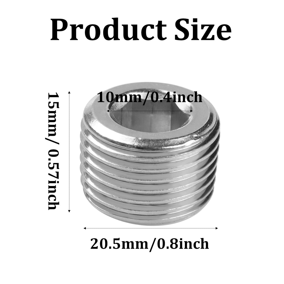 LinkMejor 3 Pack 1/2 Inch Stainless Steel Pipe Plug Fitting, Countersunk Thread Internal Hex Head Male Pipe
