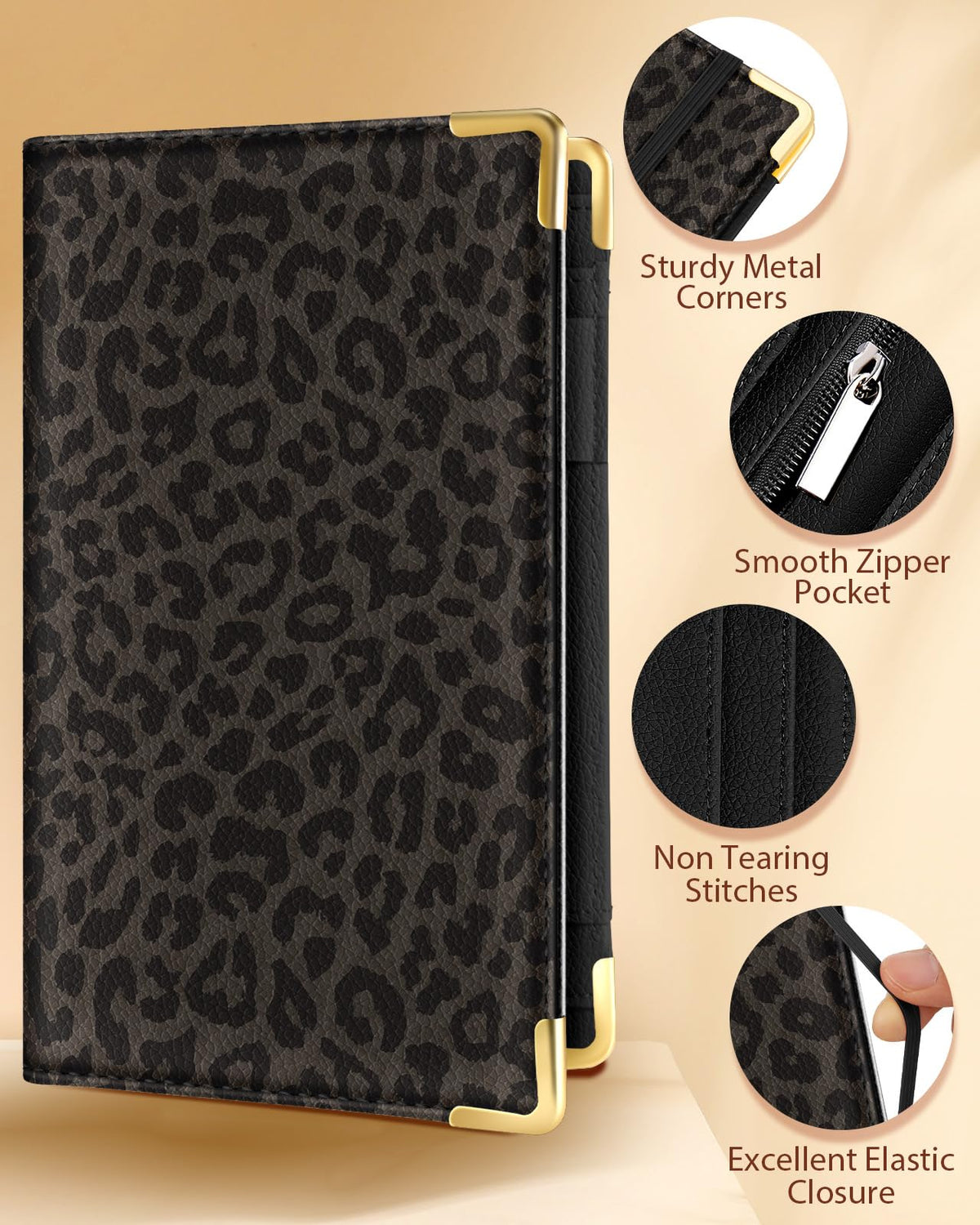 LinkMejor Waitress Server Book, Sort Cheetah Leoparden Restaurant Organizer