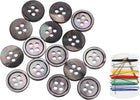 25Pcs Natural Shell Button, 4 Hole 11.5mm Mother of Pearl Buttons with Sewing Thread Kit for Shirt Coats Suits Jacket Jeans Skirts DIY Sewing Crafts, Black