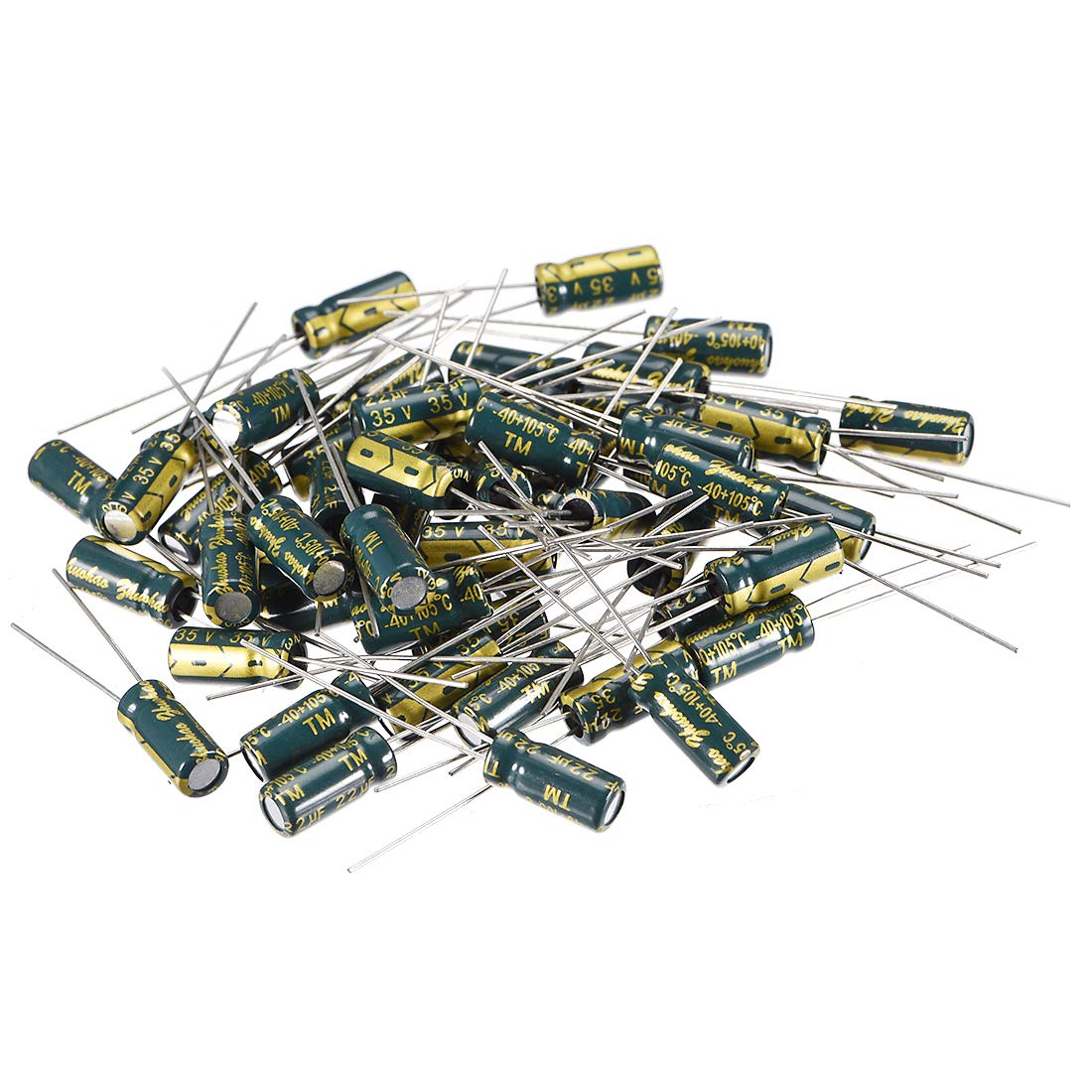 Aluminum Radial Electrolytic Capacitor Low ESR Green with 22uF 35V 105 Celsius Life 3000H 5 x 11 mm High Ripple Current,Low Impedance 50pcs