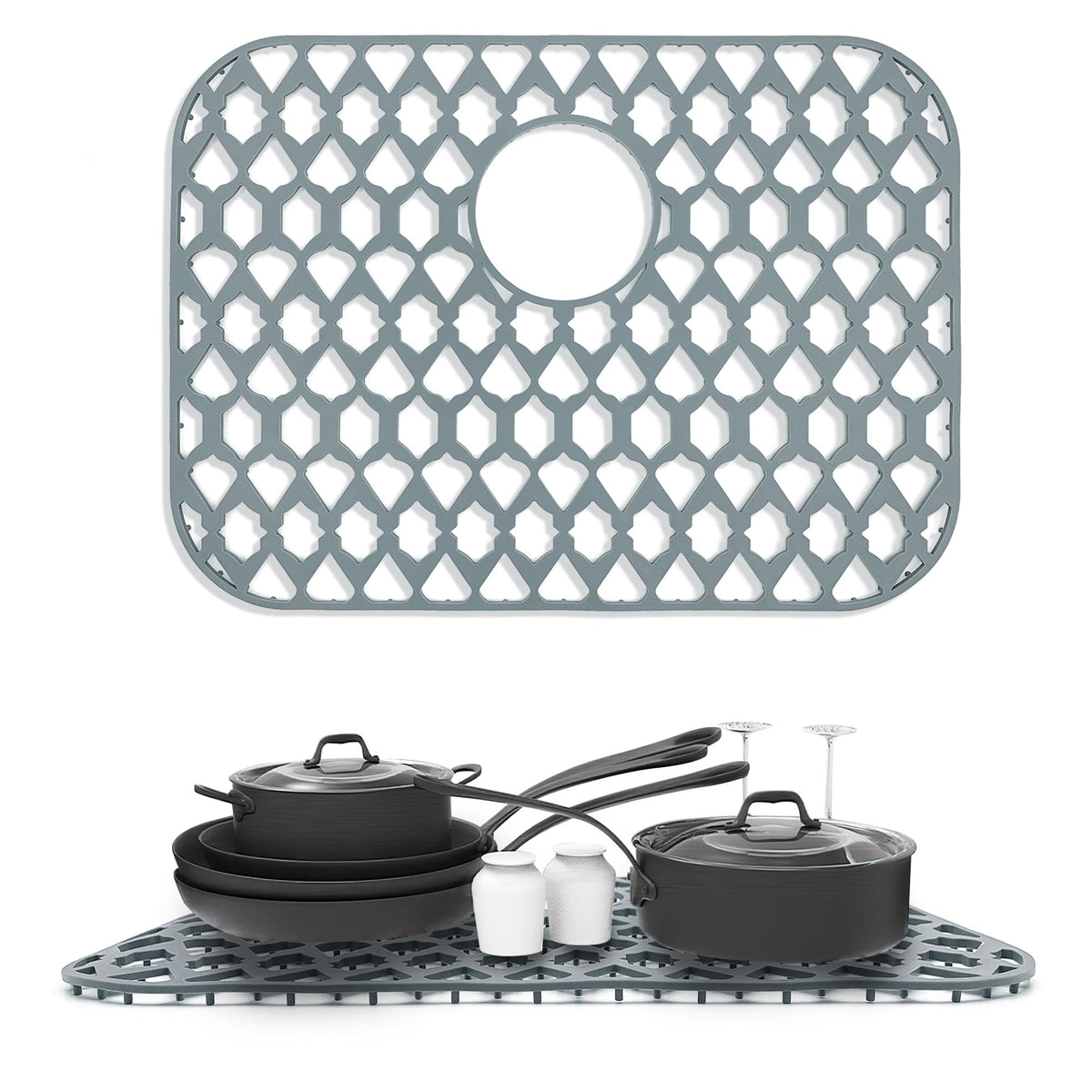 Protetor de Pias de Silicone para Pias de Cozinha Multi-Tamanho (19"x14", Saída Traseira)