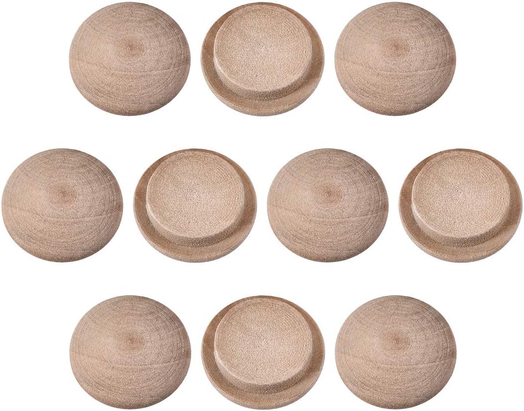 Wood Button Top Plugs 9/16 Inch Cherry Hardwood Furniture Plugs 25 Pack