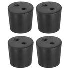 4 Pcs 2-Hole Rubber Stopper, Tapered Lab Seal Tube Stopper Plug for Test Tube Flasks Glass Containers Industry and Laboratories, 27x23x25mm Black