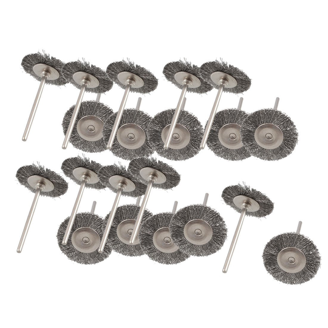 1" Dia Gray Steel Wire Polishing Metal Shank Brush Wheel 20 Pcs