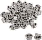 LinkMejor 40pcs Plastic Spring Cord Locks Stopper Double Hole Toggle Fastener Rope End for Drawstring Clothes, Shoelaces, Bags, Tie-Downs, Silver Tone