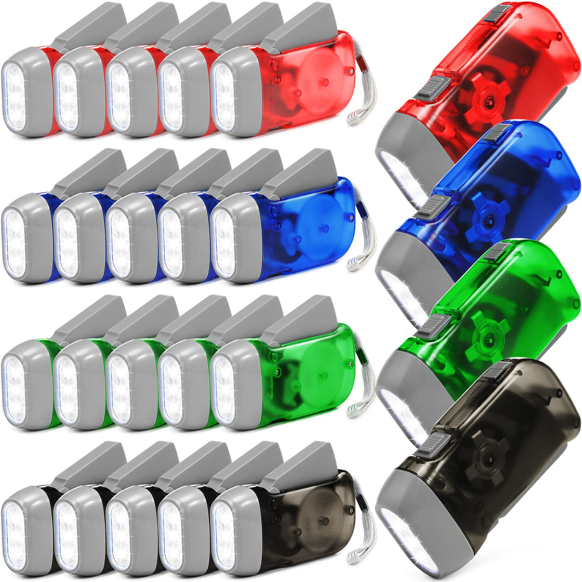 LinkMejor 24 Unids Faro de Mano con Manivela， Luz 2