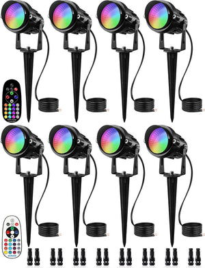 LinkMejor projecteurs RGBW changeant de couleur paysage basse tension 8 pièces avec connecteur