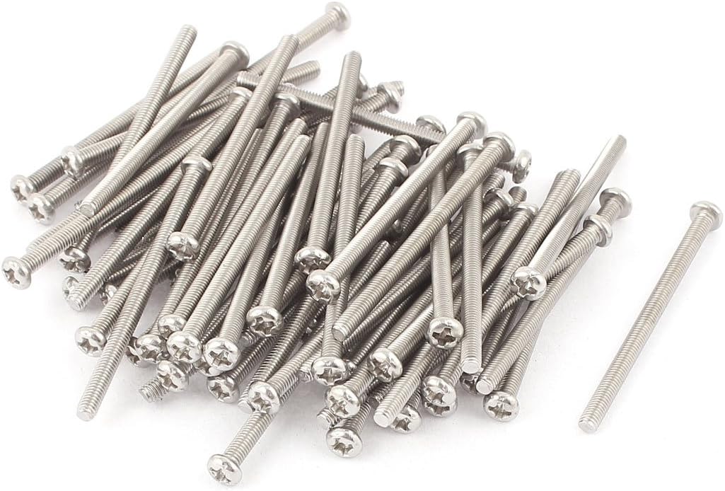 M3 x 45mm 304 Stainless Steel Phillips Pan Head Screws Bolt 60pcs