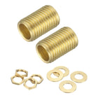 2 Set Brass Lamp Repair Hardware Kit, 0.8" Brass Pipe with Lock Nuts Washers 1/4 Threaded Pipe Nipples Fasteners Assortment for Lamp Assembly & DIY, Gold Tone