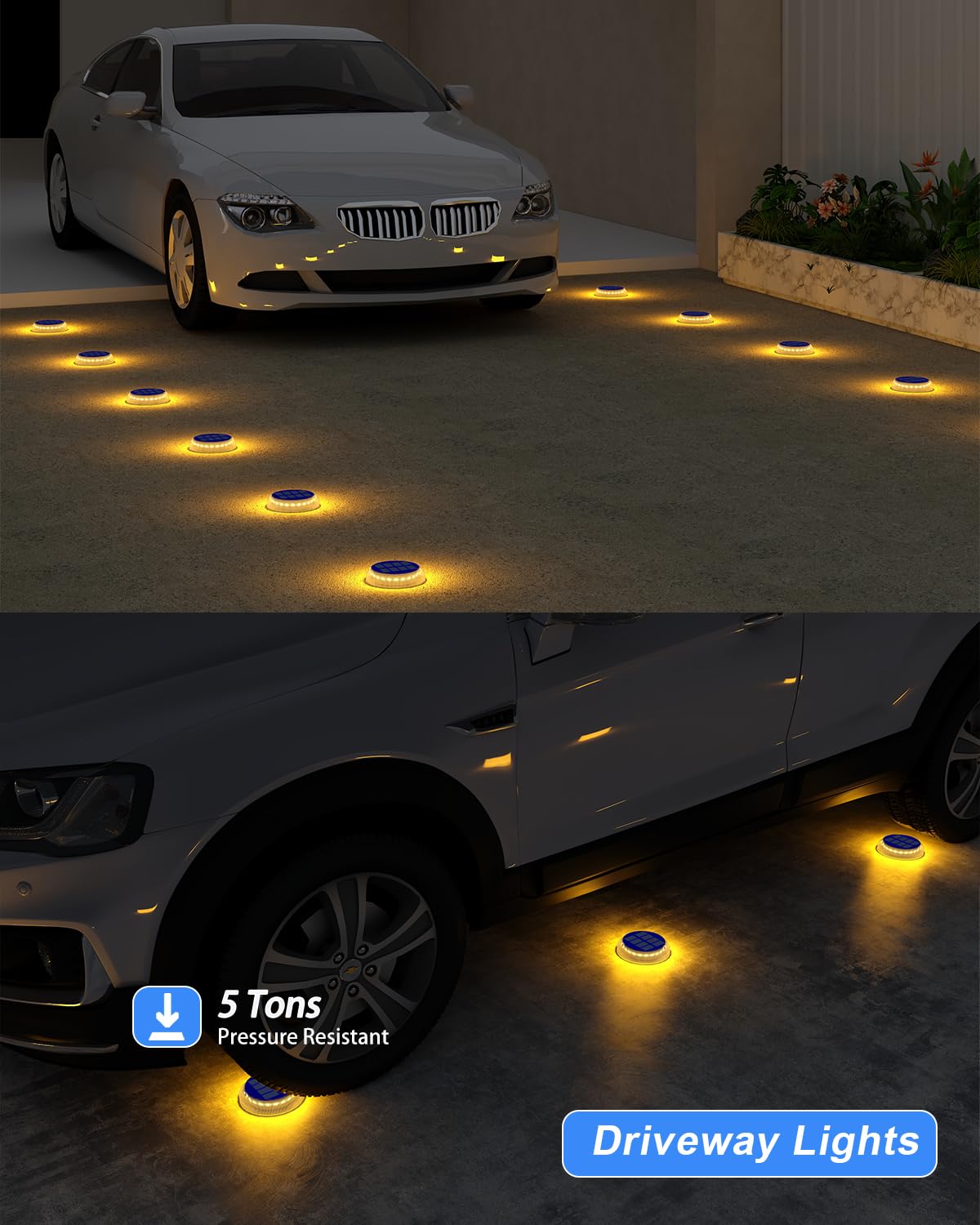 LinkMejor Vlakke Zonne Terras Trapverlichting Outdoor 4 Pack Warm Wit Ronde