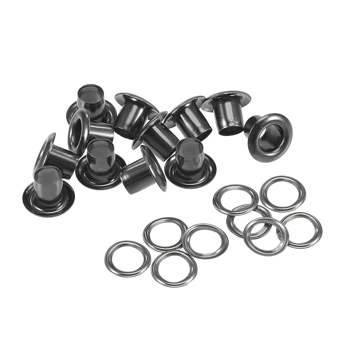 Grommets Eyelets with Washers Kit, 10 x 5 x 7mm Alloy Grommet for DIY or Craft Projects Black 100 Set