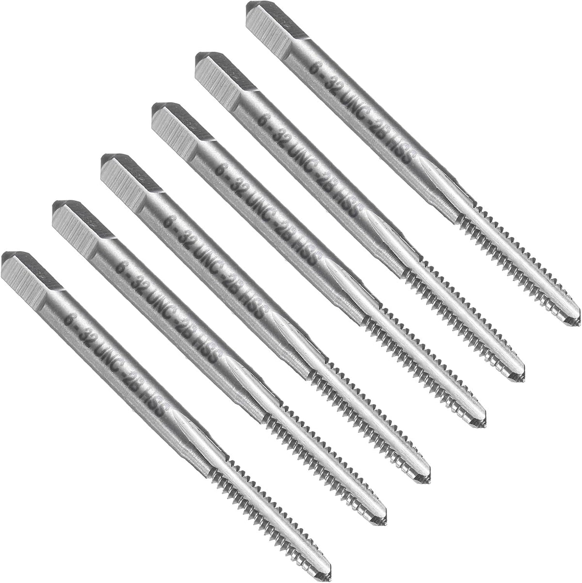 6pcs Straight Flute Thread Tap, 6-32 UNC Screw Threading Tapping Tool Thread Milling Machine Taps, High-Speed Steel 6542 (HSS 6542)