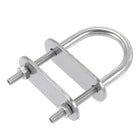 Round U-Bolt 0.94"(24mm) Fit Rod Size 62mm Length 304 Stainless Steel M4 with Nuts, Plates 2 Sets