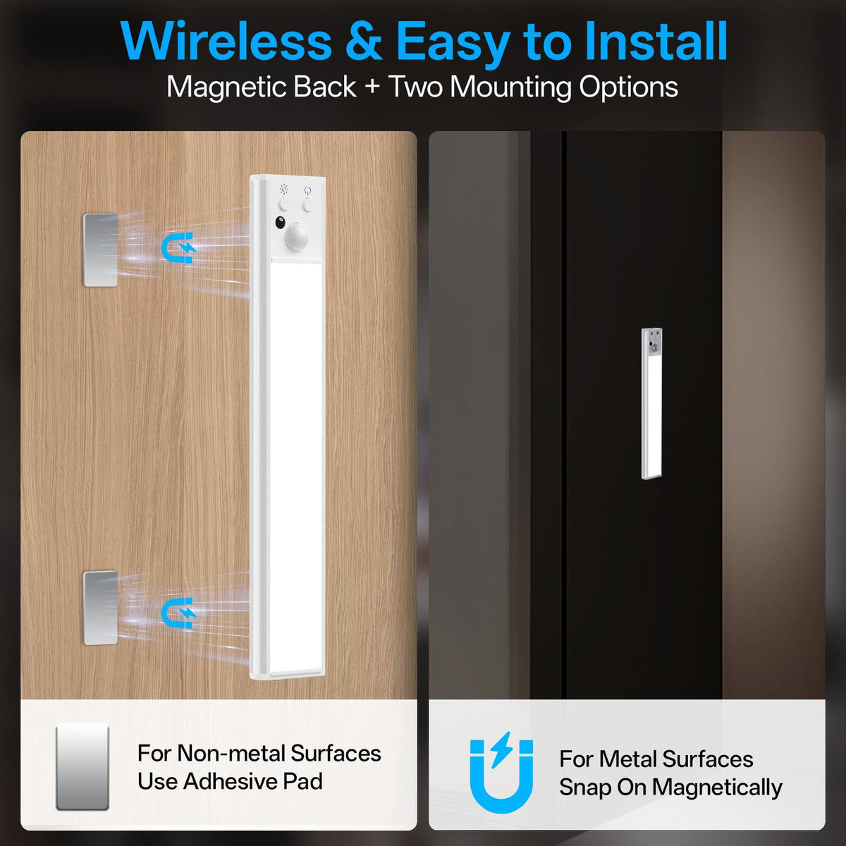 LinkMejor Illuminazione da Sotto Mobile Senza Fili, Sensore di Movimento Luce Interno (2 Pack)