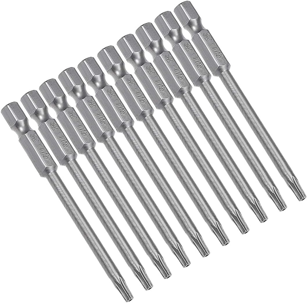 10 Pcs 1/4" Hex Shank T25 Magnetic Security Torx Screwdriver Bits 75mm Length