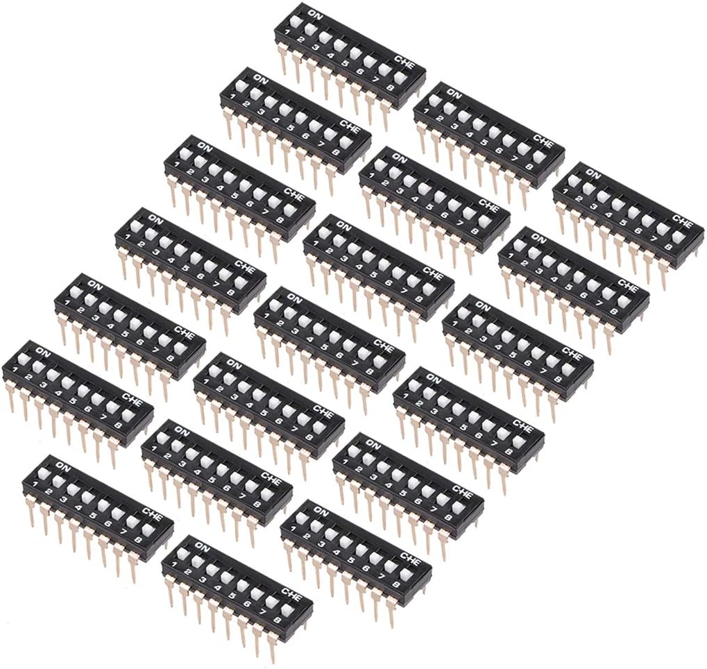 20 Pcs Black DIP Switch 1-8 Positions 2.54mm Pitch for Circuit Breadboards PCB