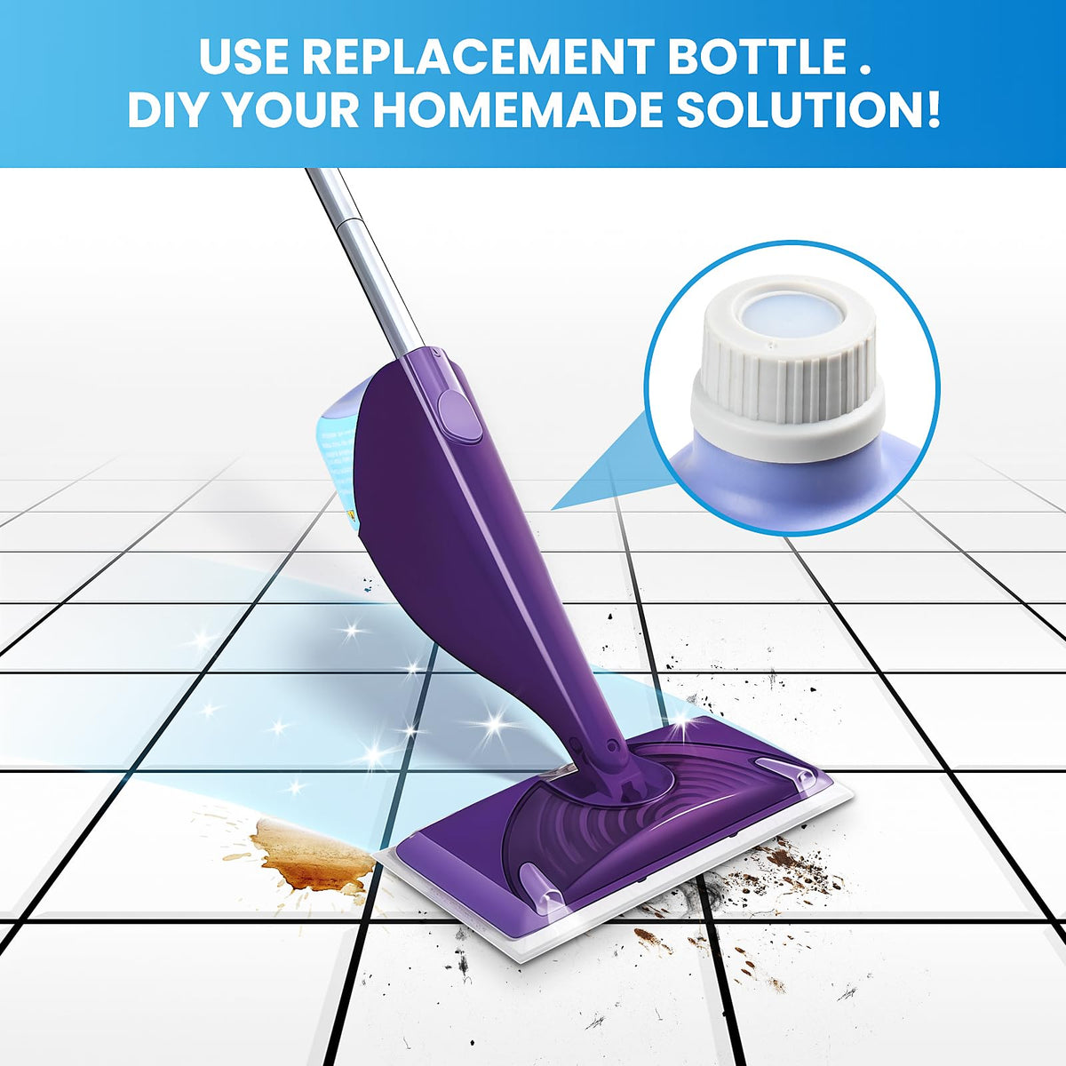 LinkMejor Sticlă Reîncărcabilă pentru Fierăstrăul Mop Swiffer Wet Jet™ - 500ml