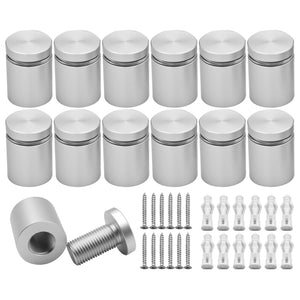 LinkMejor 3/4 in. x 3/4 in. Solid Aluminum sign standoffs advertising screws fixings wall mounts support bolts for acrylic frame picture billboard glass posters signs display 12PCS (Satin chrome