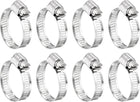 8 Pcs Hose Clamps, Stainless Steel 3/4"- 1-1/8"(19-29mm) Adjustable Worm Gear Drive Hose Clamps Pipe Clamp for Plumbing Dishwasher Automotive Washing Machine, Silver