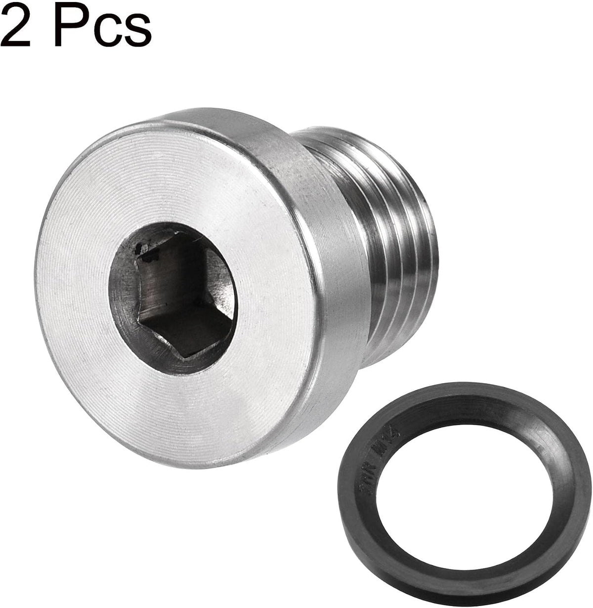 Accoppiamento filettato in acciaio inossidabile a testa esagonale interna M20x1.5 con anello sigillante per terminare estremità di tubo 2Pcs
