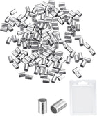 150Pcs Crimp Tube Beads, 2x2mm Brass Tube Crimp End Spacer Beads Tiny Stoppers for Bracelet Jewelry Making DIY, Silver Tone