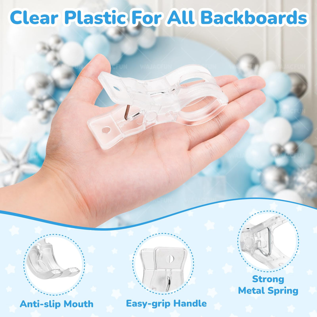 10 PCS Transparante Ballonboog Clips voor Achtergrond, 3.5" Onzichtbare Springklem