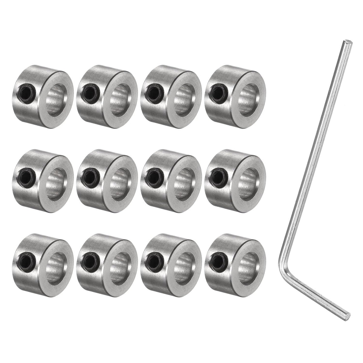 12pcs Set-Screw Collars 6mm Bore Stainless Steel Shaft Collars, 12mm OD, 7mm Width, Landing Gear Stopper Wheel Collar with Hex Wrench